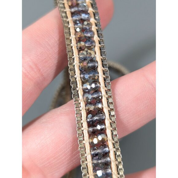 Nakamol Triple Wrap Bracelet Glass Bead Brown Leather 22" - Picture 6 of 7